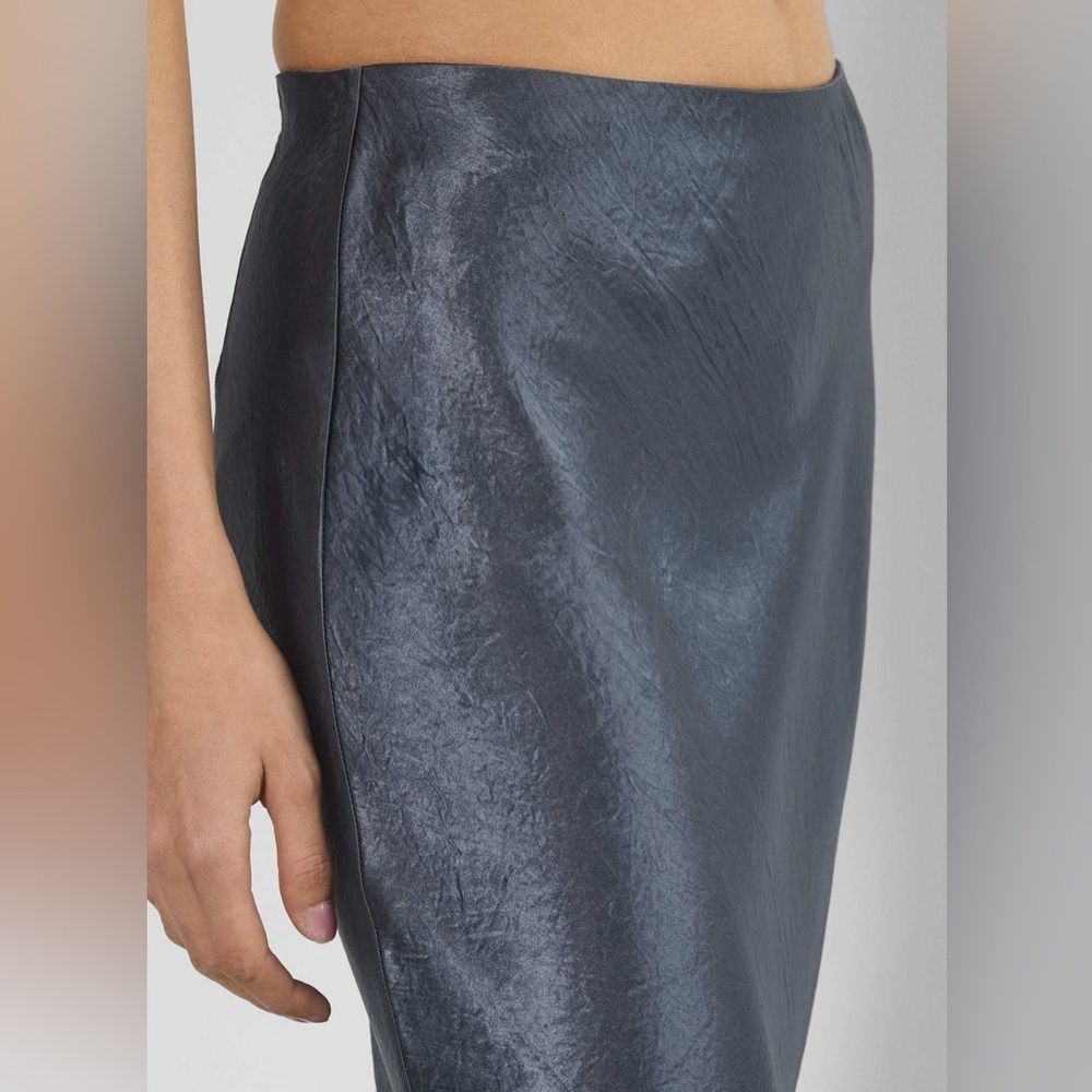 Max Studio Metallic Satin Skirt - Silver - NWT - Picture 3 of 10
